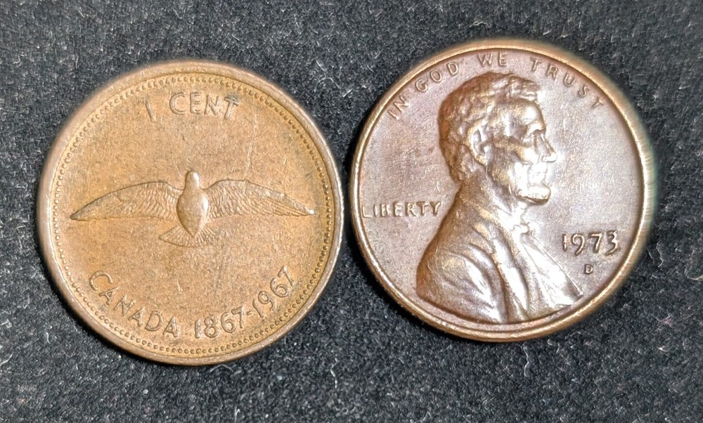 1967 Canada 1 Cent Circulated KM# 65 Brown