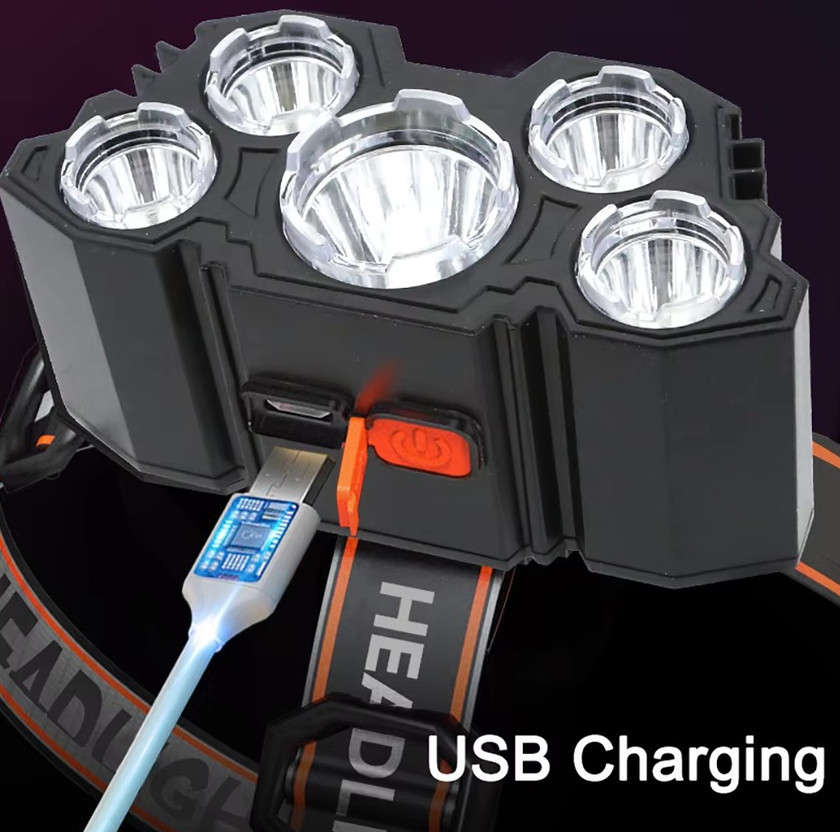 3PCS Headlight Torch LED Headlamp Work Light Bar Head Band Lamp USB Rechargeable