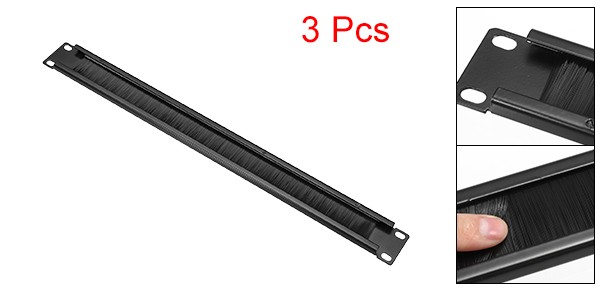 3pcs Brush Cable Manager 1U 19" Horizontal Rack Mount Management Strip Panel