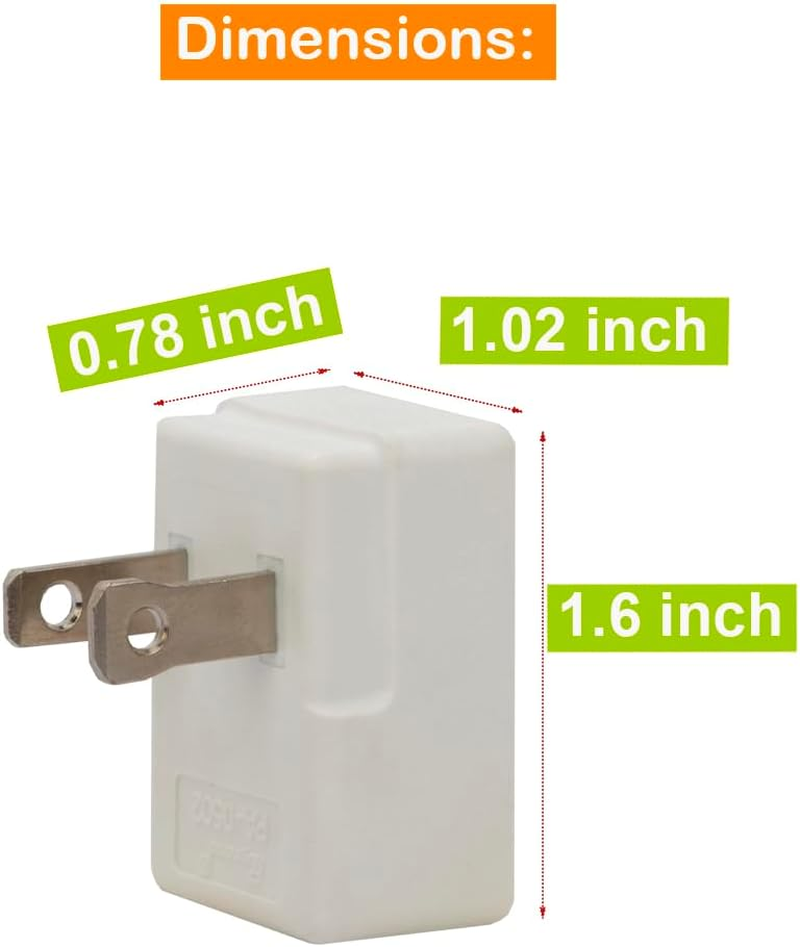 Polarized 2-Prong L Type Adapter, Vertical Right Angled down Angle AC Adapter, N