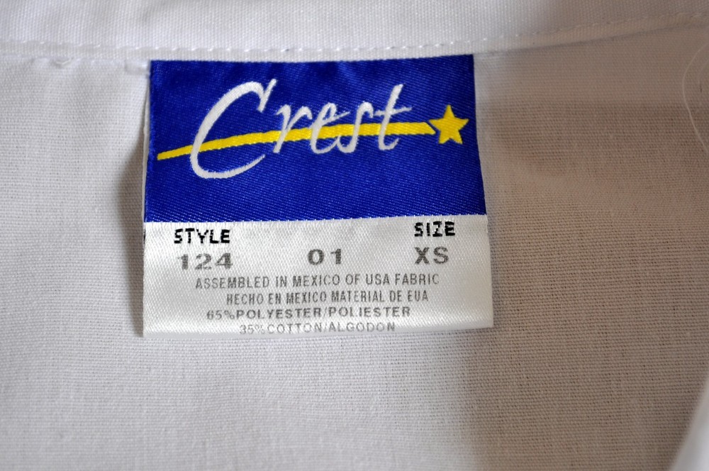 Basic White 40" Lab Coat Crest Style 124 Button Front Size XS