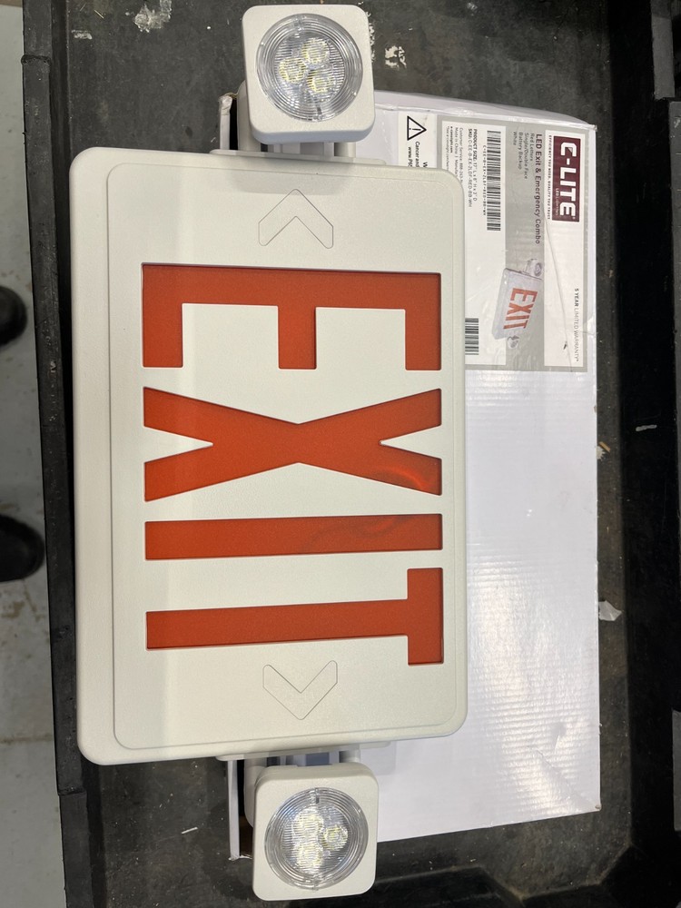 C-LITE #C-EE-B-EX-2LDF-RED-BB-WH LED EXIT/EMERGENCY LIGHT COMBO