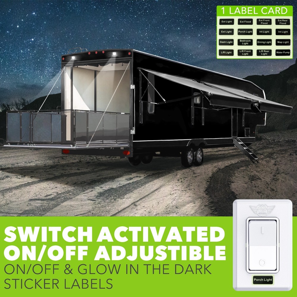 Single 1-Gang On-OFF 12 volt White Light Switch - RV Camper Trailer Marine Boat