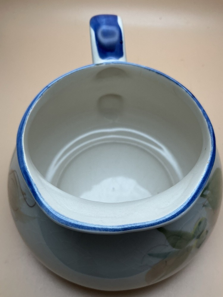Vintage Small Portuguese Pitcher, Hand Painted Floral Pattern.