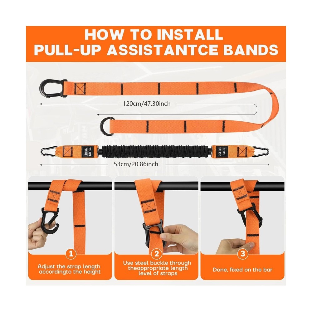 Adjustable Heavy Duty Pull Up Assistance Bands with Fabric Feet and... Fast Ship