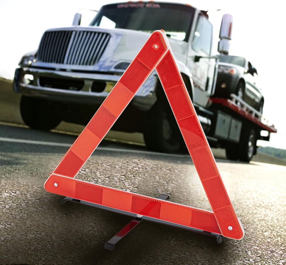 Stay Safe with 3-Pack Reflective Emergency Road Signs – Easy Setup & Storage