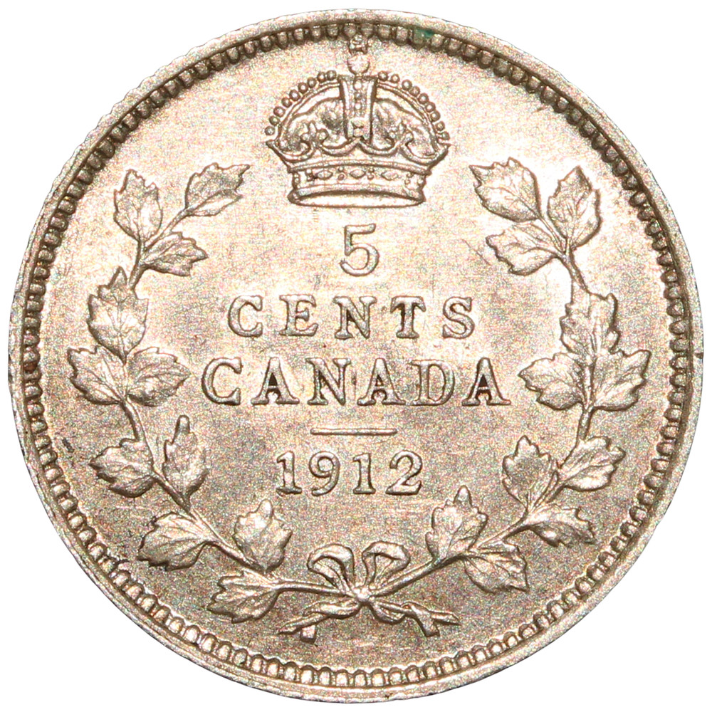 1912 Canada George V 5 Cents Coin – Silver