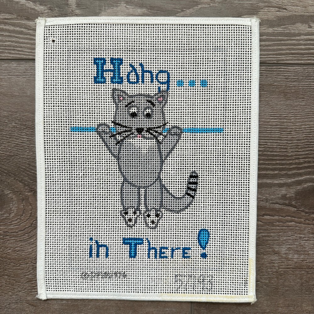 Hang in There Cat Needlepoint Canvas, Single Sheet