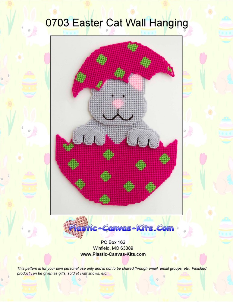 Easter Cat Wall Hanging-Plastic Canvas Pattern or Kit