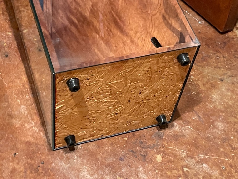 Postmodern Mirrored Pedestal Side Table (One available)