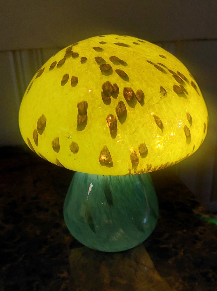 Mushroom Hand Blown Glass Night Light USB Powered