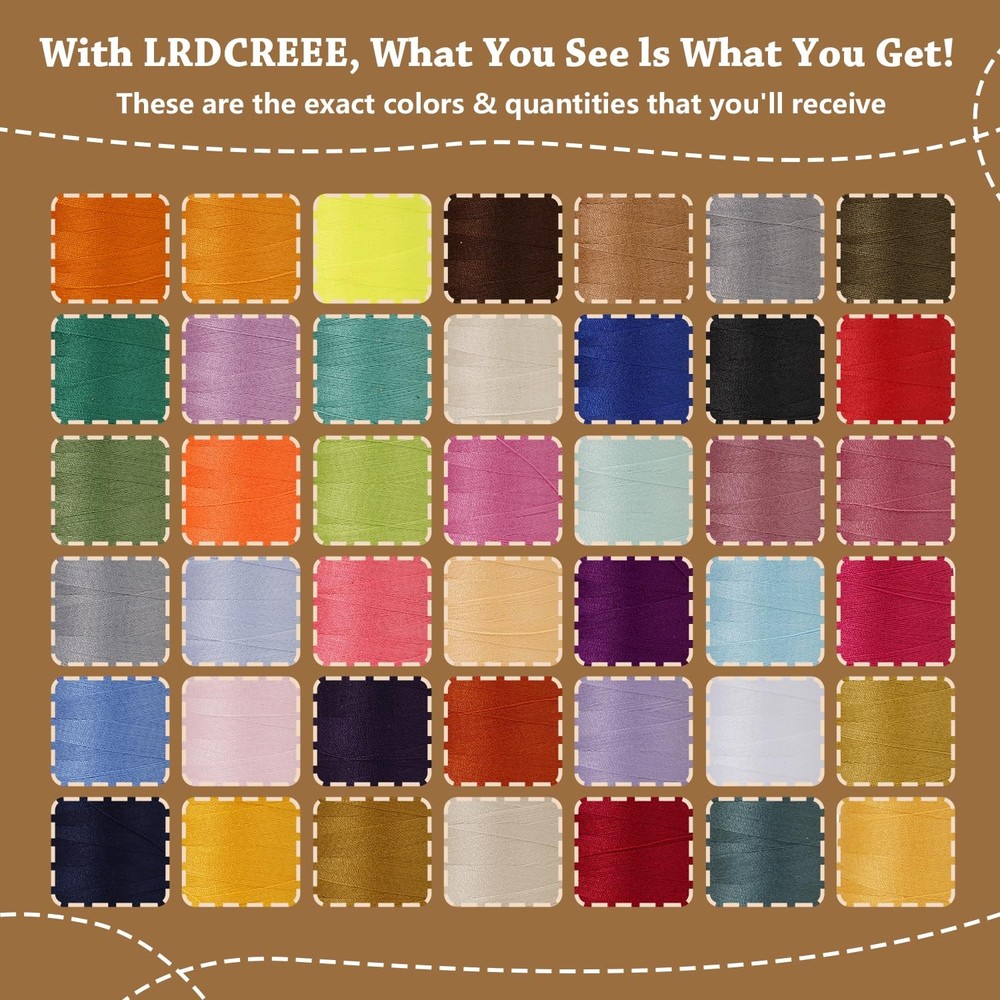 42 Colors Sewing Thread Kit All Purpose Polyester Thread Assorted Colors for ...