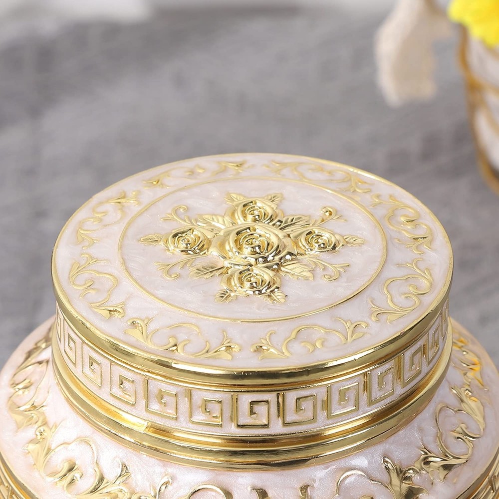 Medium Urn for Human Ashes - Rose Flower Cremation - Gold