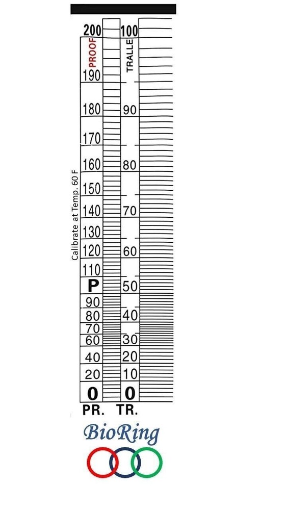 Alcohol Hydrometer 0-100% ABV Proof Tralle 0-200 For Whisky Moonshine Test Jar