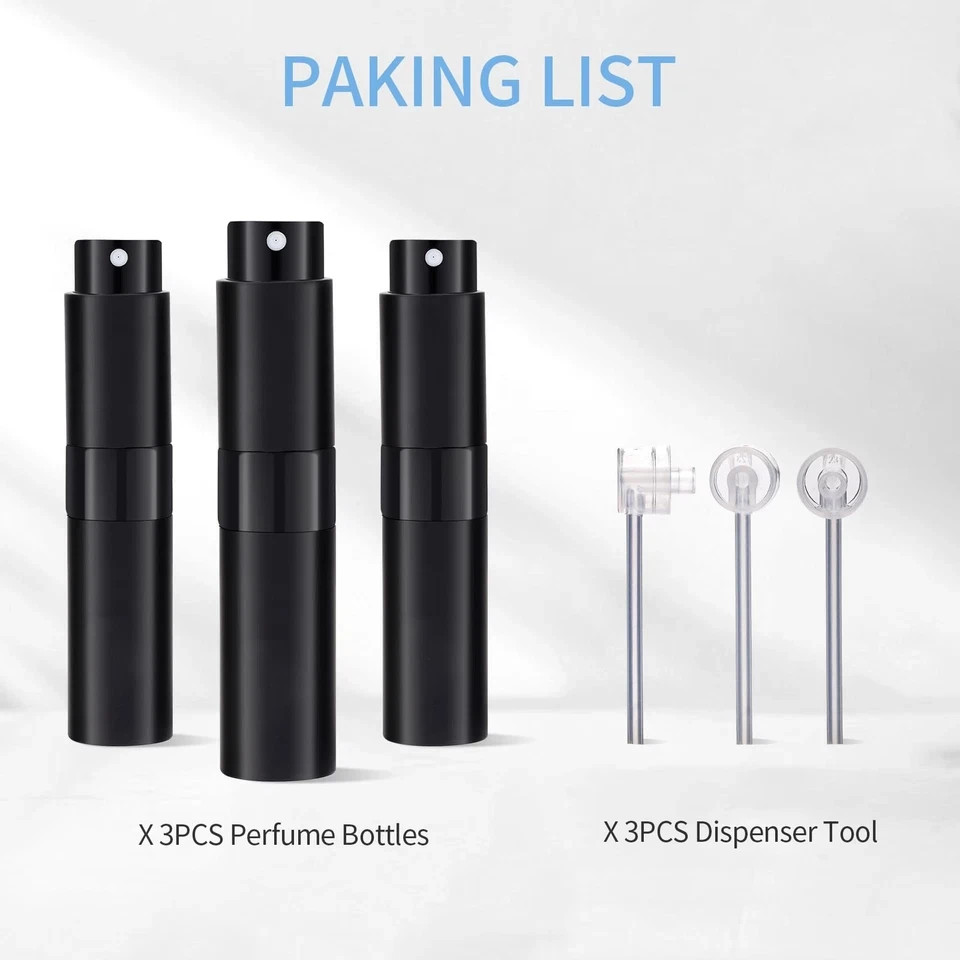 Putmhim 3Pcs 8ml Cologne Travel Bottle, Perfume Atomizer, Refillable Perfume Sp）