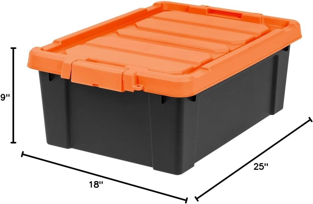 Lockable Storage Box with Lid, 2-Piece, Heavy Duty, Stackable Containers