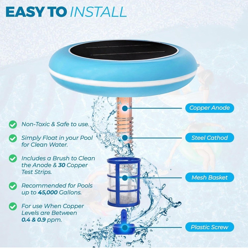 Solar Pool Ionizer - Enhanced with Latest Technology & Longer-Lasting...