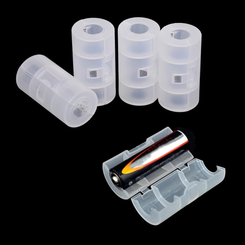4Pcs Battery To Size C Battery Holder Conversion Adapter Switcher Plastic Box