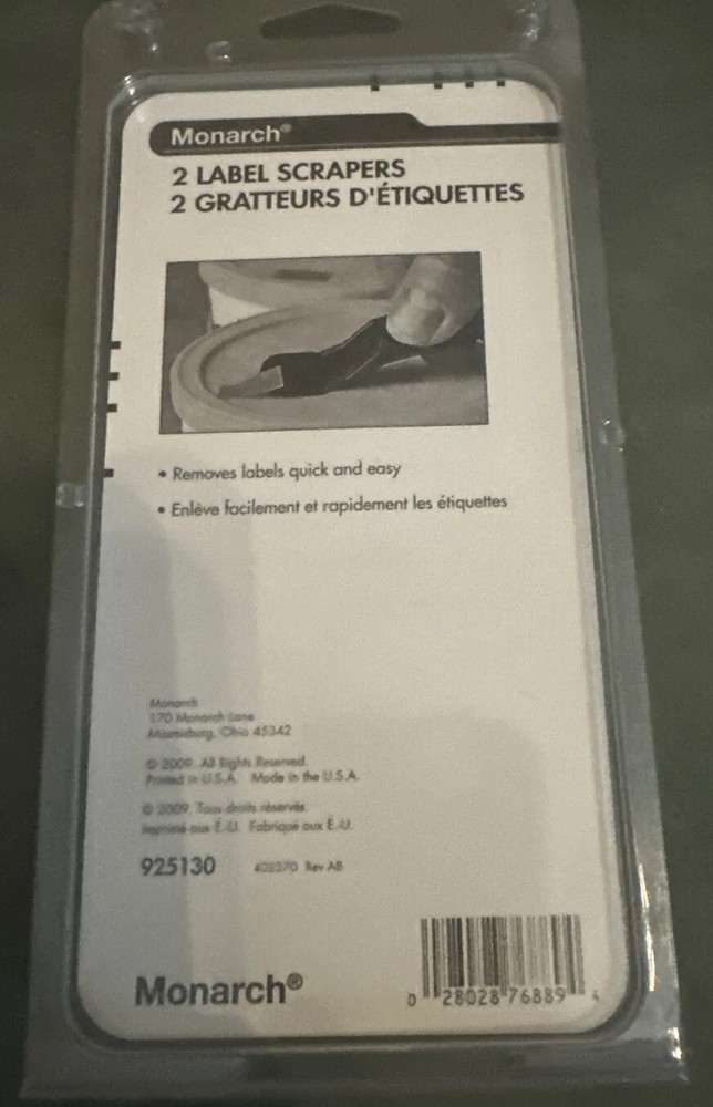 MONARCH LABEL SCRAPER PACK WITH 2 925130. New In Pack. Plastic. Works Well