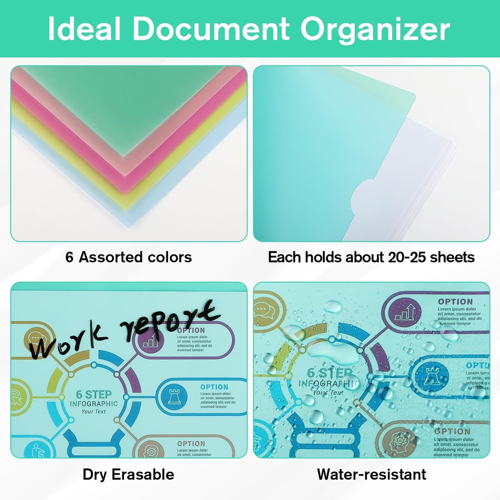 35 Pack Clear Plastic Folders Sleeves Document Project Pockets for Letter Size