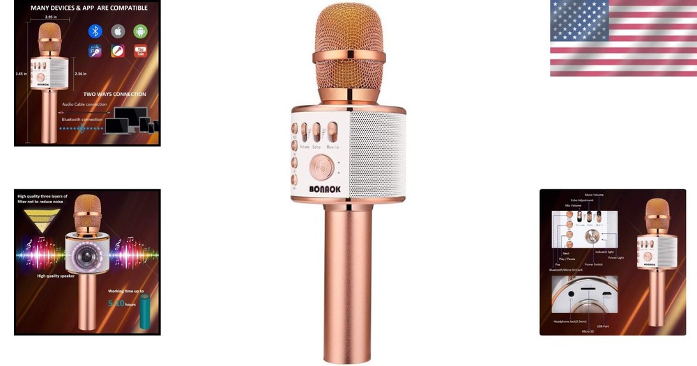 Ergonomic Wireless Karaoke Microphone - Bluetooth and USB Ready, Party Essential