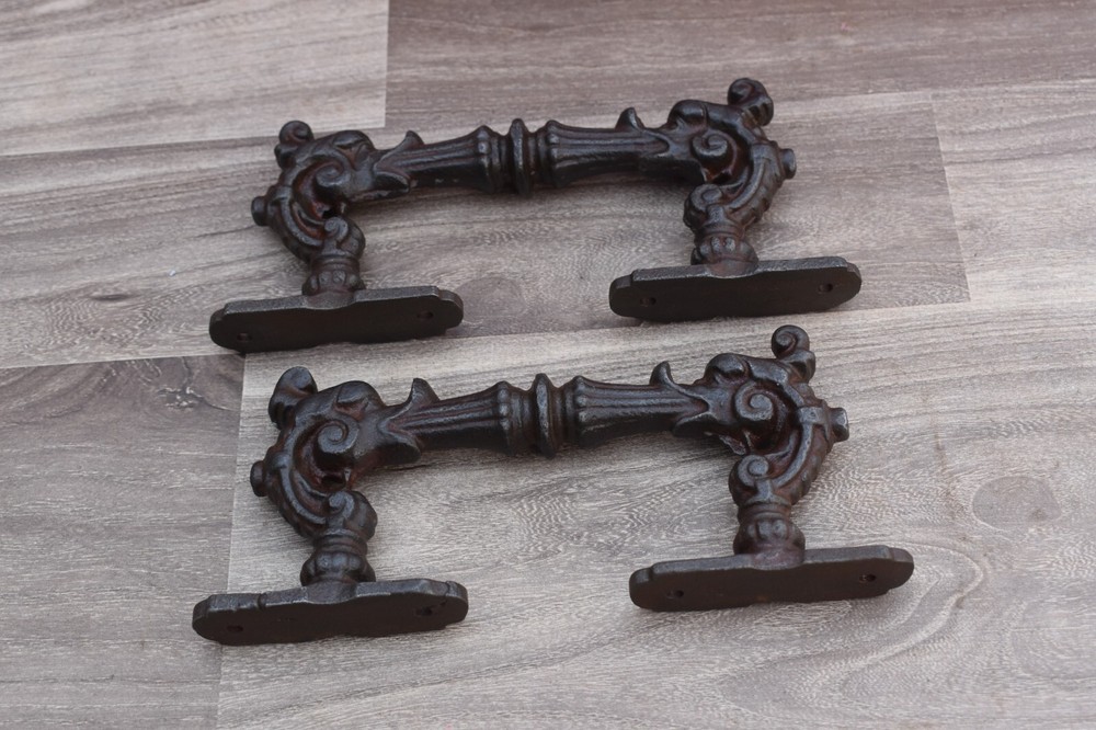 Victorian Handmade iron dragon door cabinet screen handles Knob pull rustic 2 pc
