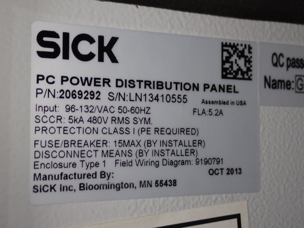 SICK 2069292 PC POWER DISTRIBUTION PANEL 02260720083