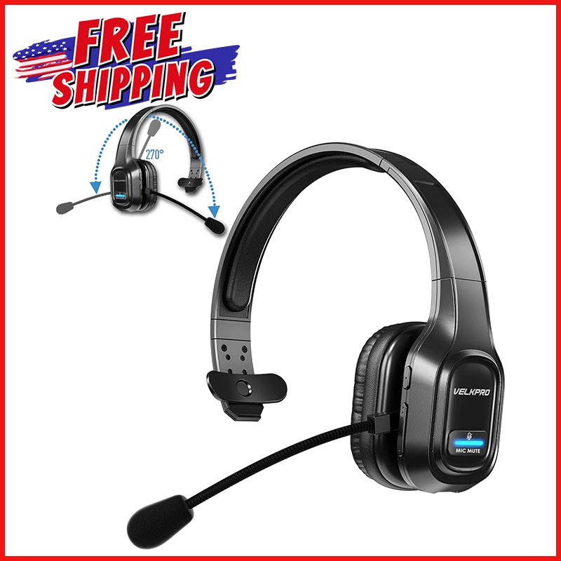 WIRELESS HEADPHONE WITH MICROPHONE Single-Ear Adjustable Noise Cancelling Mic