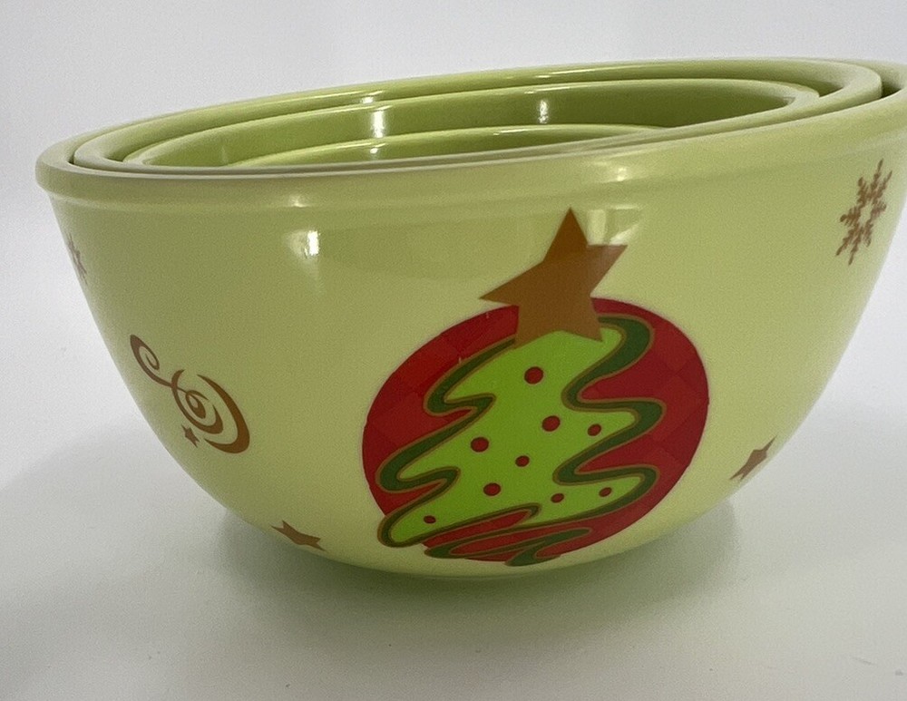 5 pc set green Melamine Measuring Cups Christmas Tree measures 1/8 c - 2 c EUC