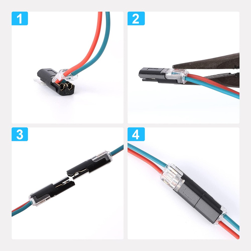 30PCS Double-Wire Plug-in Cable Snap Connector Terminal Block w/ Locking Buckle