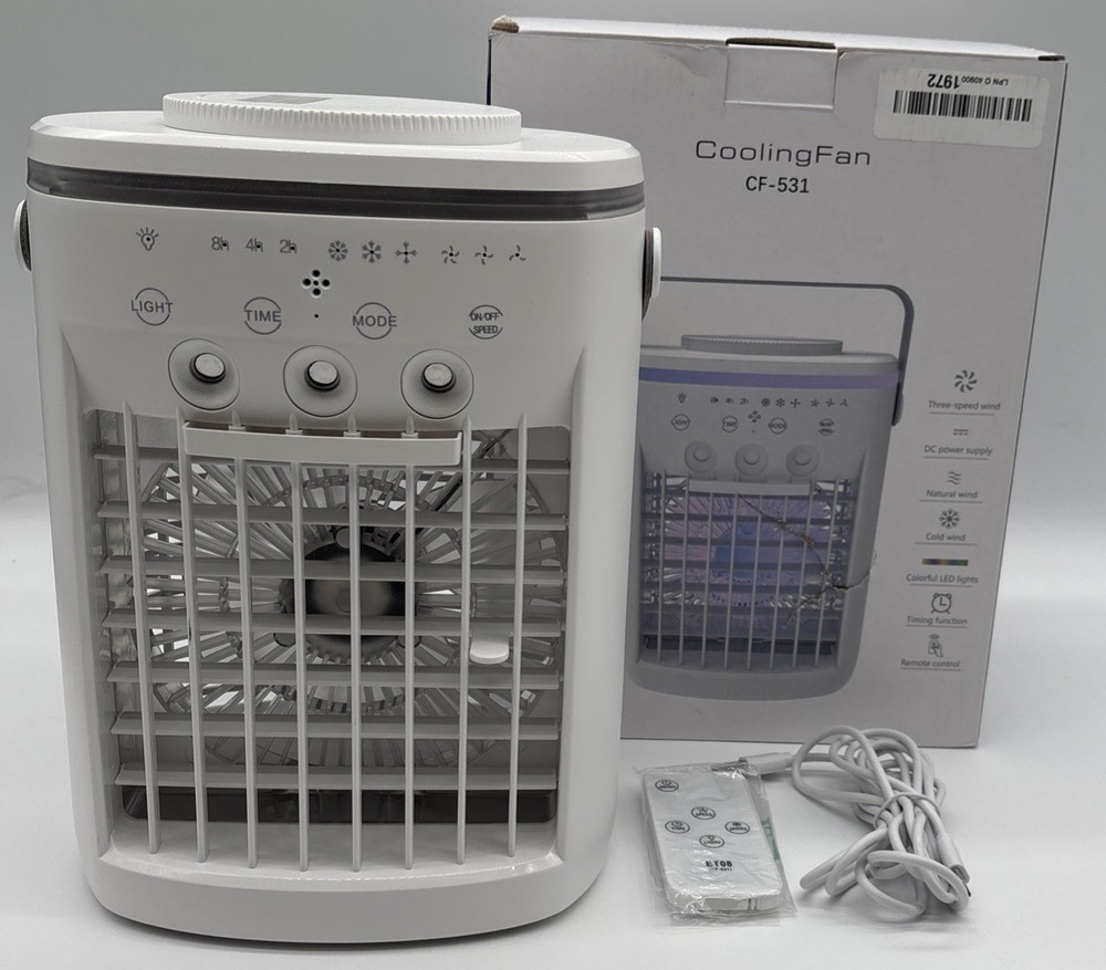 Portable Air Conditioner, Evaporative Air Cooler, 2-4-8H Timer Auto-Off & Remote