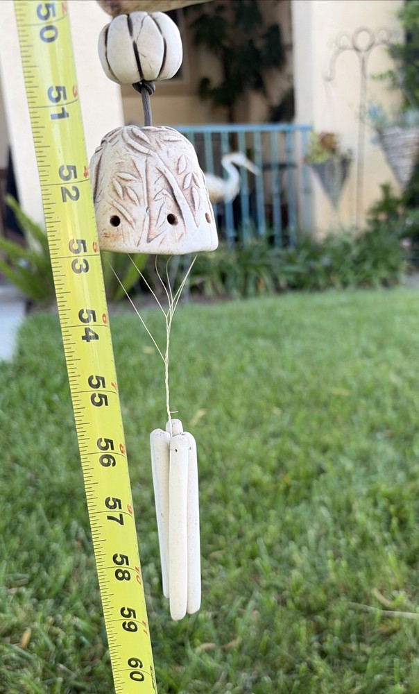 Hazel Olsen Attributed Driftwood Fish Pottery Shells Wind Chime Wall Hanging