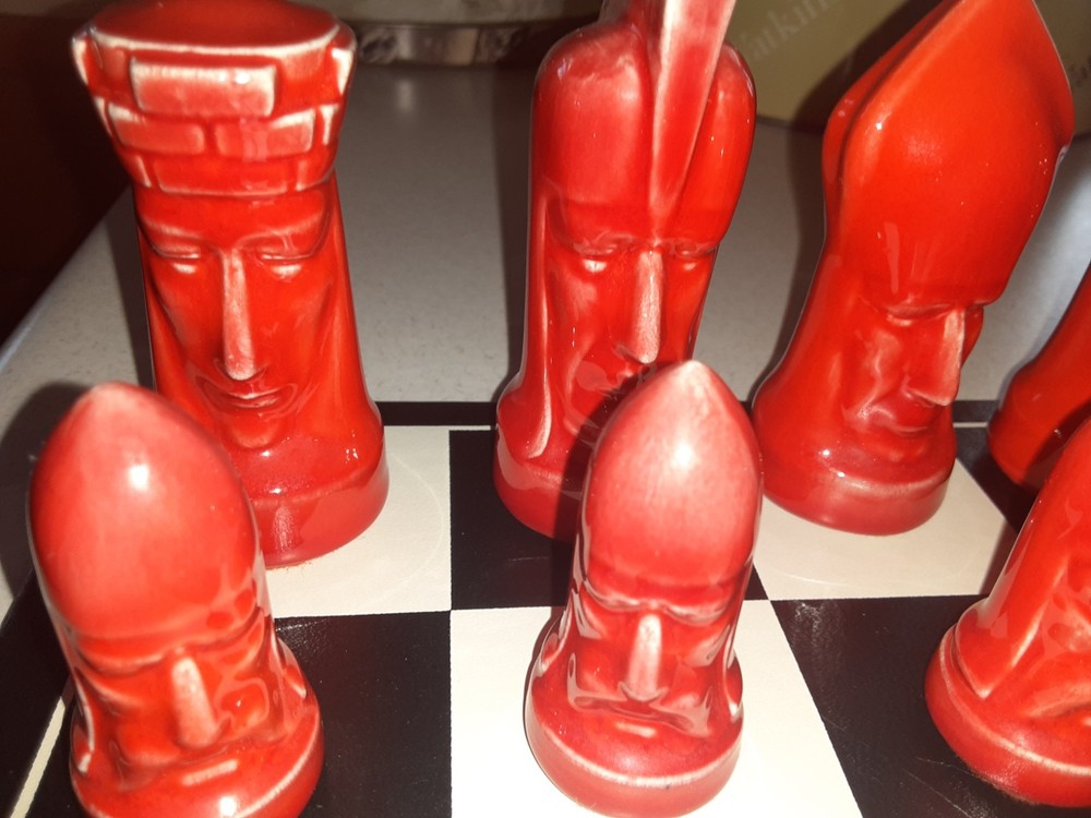 Peter Ganine Red And White Ceramic Chess Set
