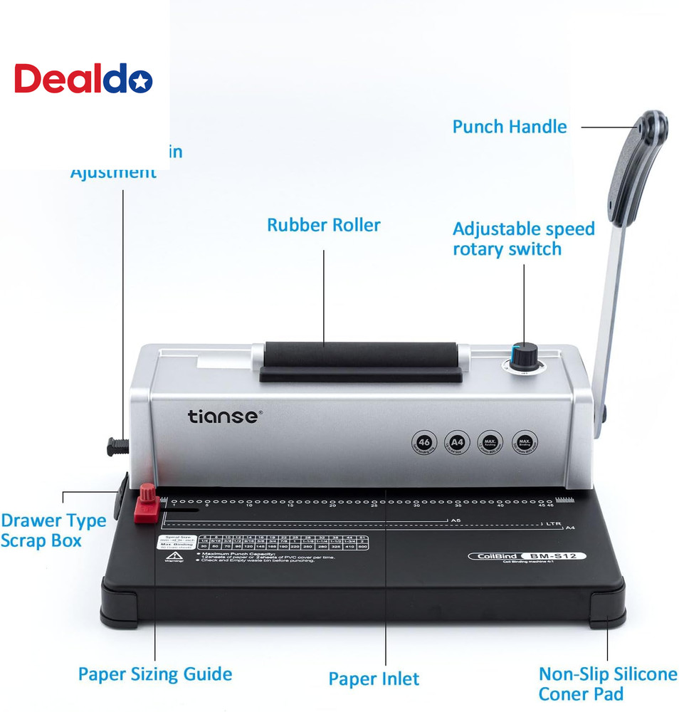 Binding Machine, Spiral Coil Binder Machine, Manual Book Maker Punch Binder with