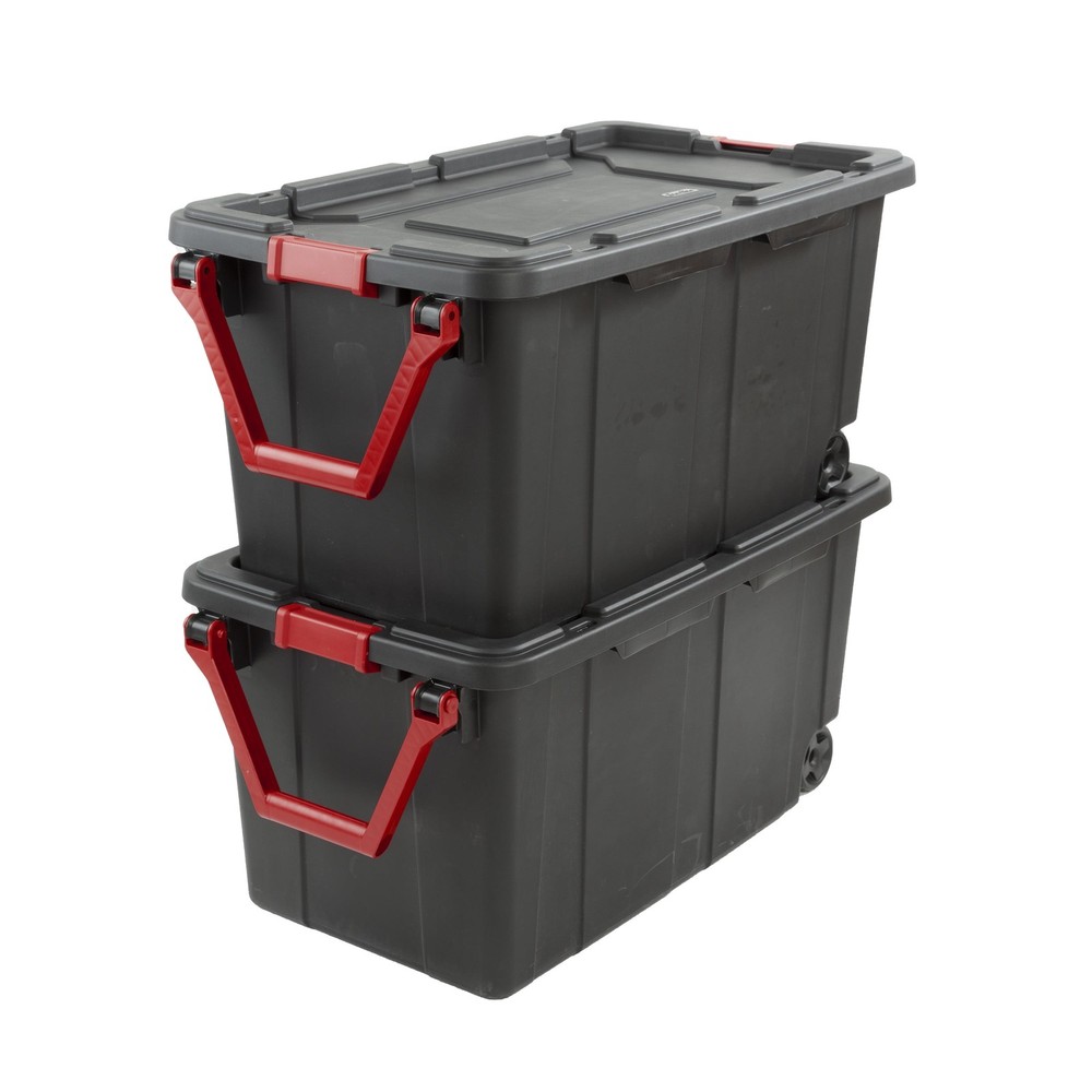 Sterilite Extra Large Storage Bin 40 Gal Wheeled Rolling Storage Container 2PK