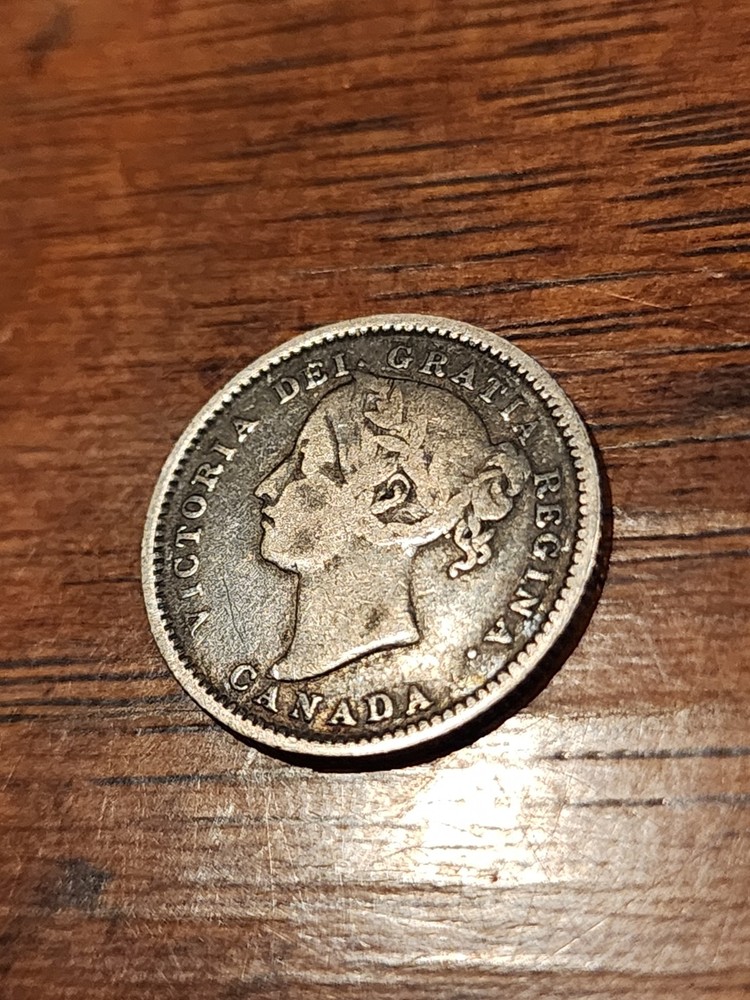 1886 Canada 10 Cents Small 6 Silver Coin