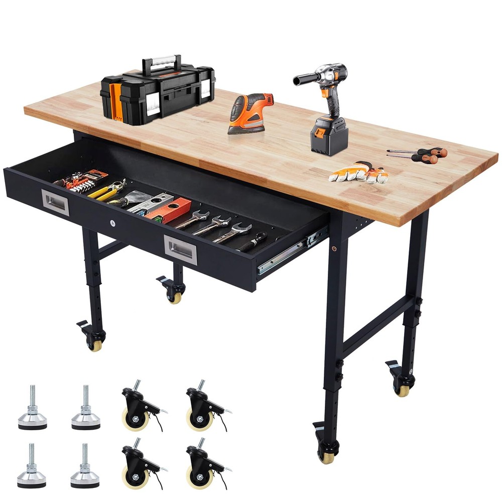 🔥60" Workbench with Drawer Storage 2000lbs Load Capacity for Workshop Home Whee