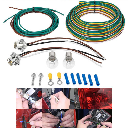 BX8869 Bulb & Socket Tail Light Wiring Kit, Compatible with Most Vehicles