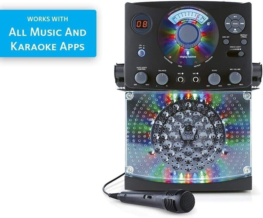 SINGING MACHINE SML385 KARAOKE SYSTEM W/ LED DISCO LIGHTS *DISTRESSED PKG