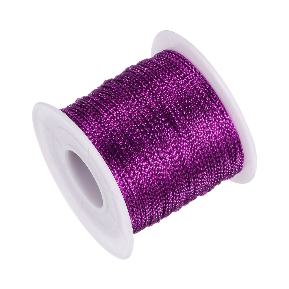 Metallic Cord 1mm 109 Yards Tinsel Rope Thread String, Deep Purple
