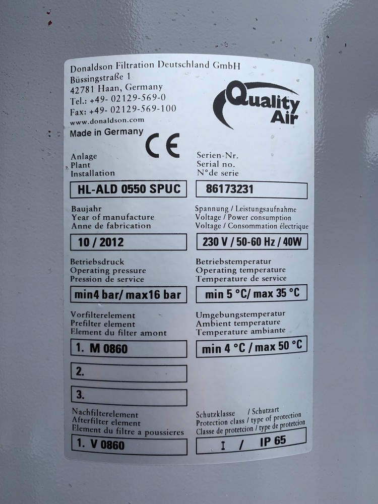 HL-ALD 0550 SPUC Donaldson 8704 1pc