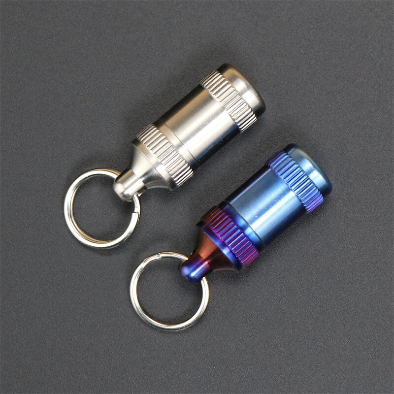 EDC Titanium Pill Holder Case Organizer Container Portable Waterproof Keychain