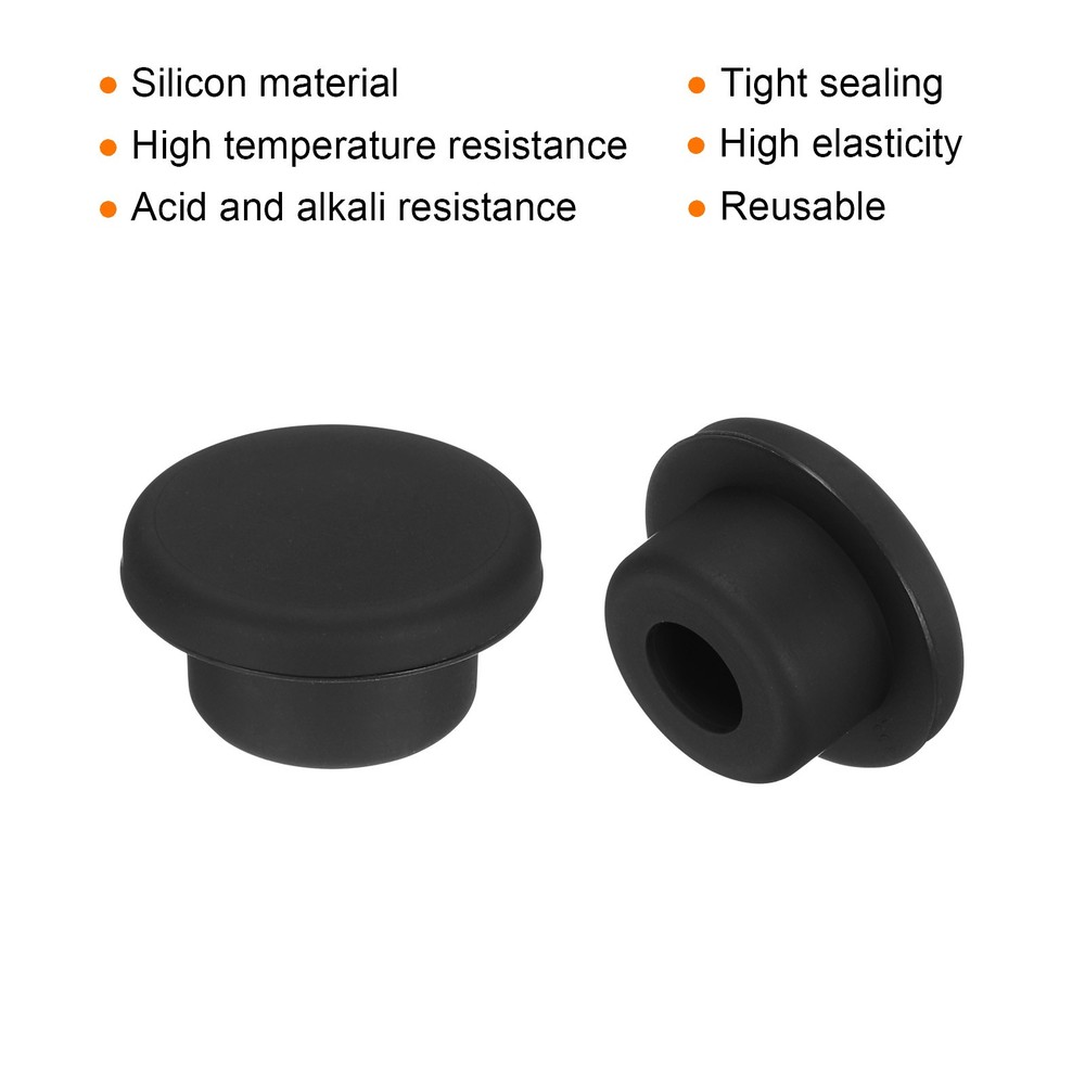 6Pcs High Temp Silicone Plug T Shaped Solid Silicon Stopper Black 27x14x10mm