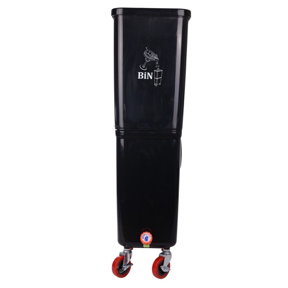 Black Drink Dump Bin w/ Wheels – Dual Compartment Liquid & Trash Disposal
