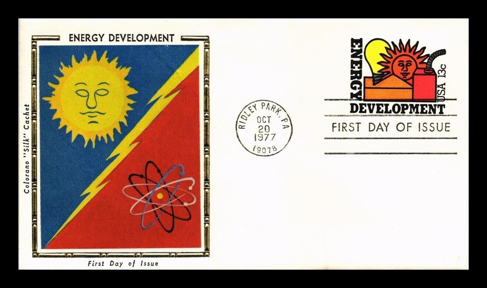 ENERGY DEVELOPMENT SOLAR & NUCLEAR 1977 COLORANO SILK CACHET FDC  UNADDR
