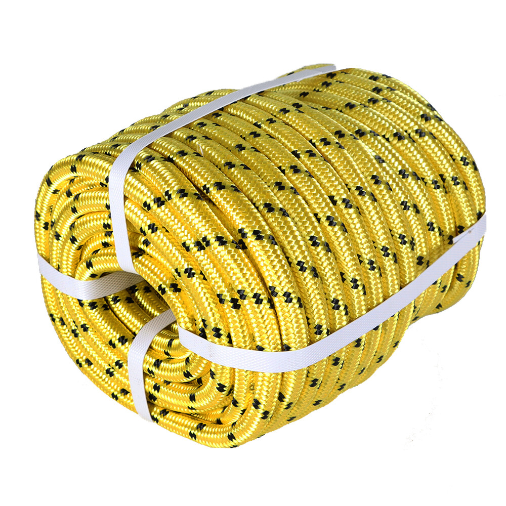 Bull Rope Double Braid Polyester Rope 1/2"×200' 6180Lbs Breaking Strength Yellow