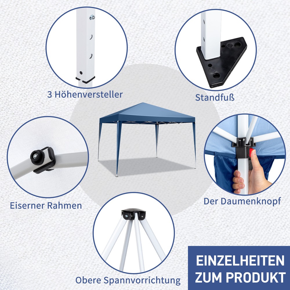 3x 3m Practical Waterproof Right-Angle Folding Tent Blue