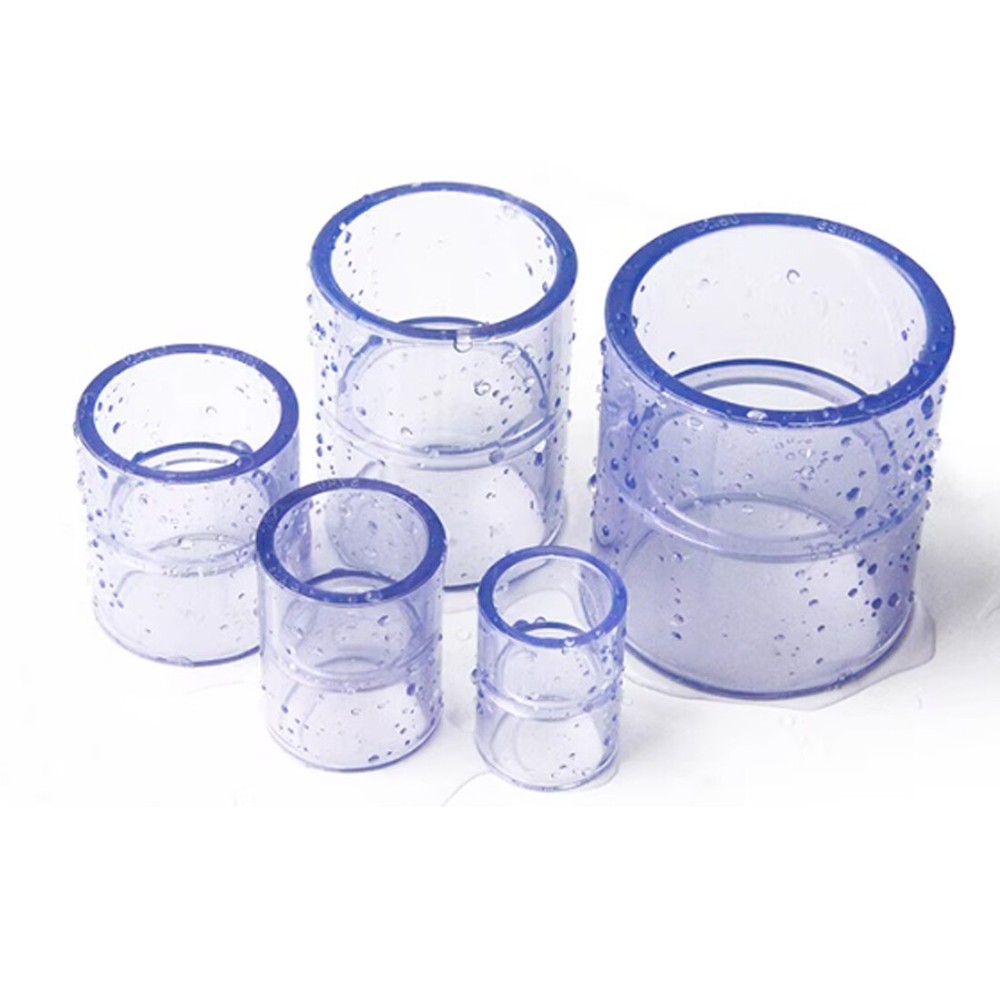 PVC Direct Pipe Fitting Straight Joint Water Pipe Socket Coupling Transparent