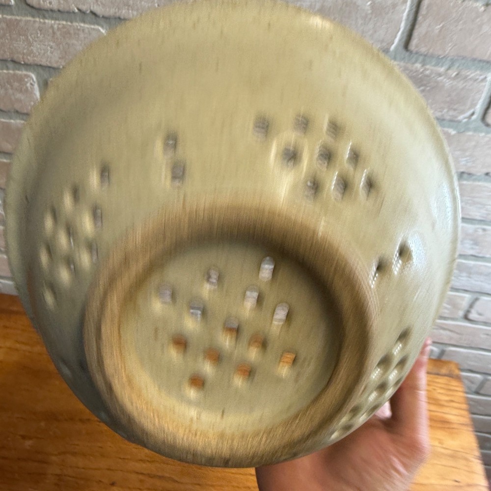Vintage Stoneware Cheese Strainer Ceramic Glazed Primitive Kitchen Decor
