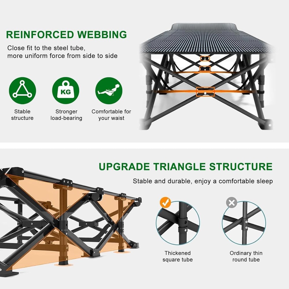 Camping Cot Extra Wide W/ Thick Mattress Folding Oversized